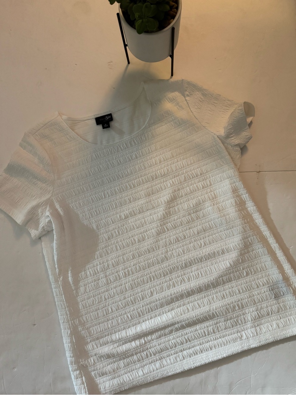 East 5th White Textured Short Sleeve Tee